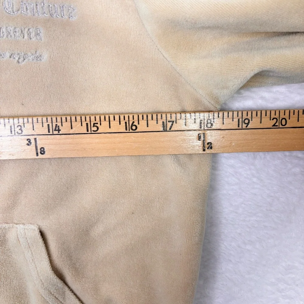 Juicy Couture x Forever 21 Velour Zip‎ Hoodie Medium Bling Sparkle Logo Beige
